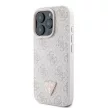 Guess GUHCP16LP4TDPP iPhone 16 Pro 6.3" różowy/pink keménytok bőr 4G háromszög Strass MagSafe