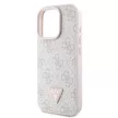 Guess GUHCP16LP4TDPP iPhone 16 Pro 6.3" różowy/pink keménytok bőr 4G háromszög Strass MagSafe