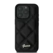 Guess GUHCP16LPSQQSQSK iPhone 16 Pro 6.3" fekete keménytok steppelt fém logóval