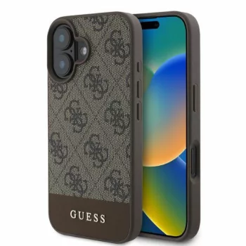   Guess GUHCP16SG4GLBR iPhone 16 6.1" brązowy/barna keménytok 4G Bottom Stripe iPhone 16 6,1