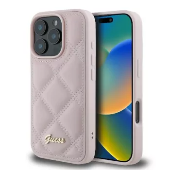   Guess PU Leather Quilted GUHCP16XPSQQSQSP iPhone 16 Pro Max 6.9" hátlap, tok, rózsaszín