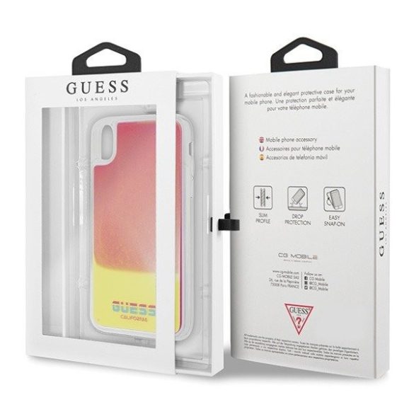 Guess Glow in The Dark iPhone X/Xs világító (GUHCPXGLCPI) hátlap, tok, narancssárga