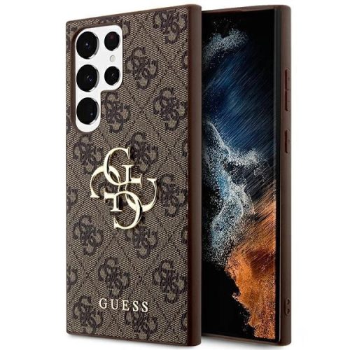 Guess GUHCS24LGF4GGR 4G Big Metal Logo hátlap, tok Samsung Galaxy S24 Ultra, barna