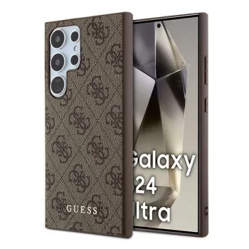   Guess GUHCS24LG4GFBR 4G Metal Gold Logo Samsung Galaxy S24 Ultra hátlap, tok, barna