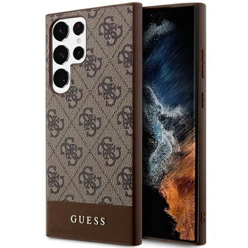 Guess 4G Stripe Collection GUHCS24LG4GLBR hátlap, tok Samsung Galaxy S24 Ultra, barna