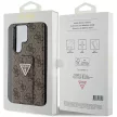 Guess GUHCS24LPGS4TDW Grip Stand 4G Triangle Strass Samsung Galaxy S24 Ultra hátlap, tok, barna