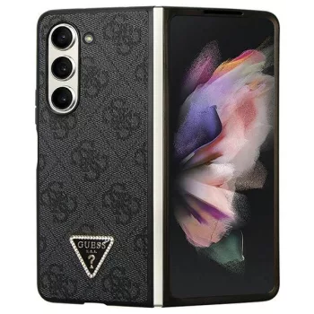   Guess Leather 4G Diamond Triangle hátlap, tok Samsung Galaxy Z Fold 5, fekete
