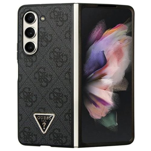 Guess Leather 4G Diamond Triangle hátlap, tok Samsung Galaxy Z Fold 5, fekete