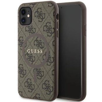   Guess GUHMN61G4GFRW iPhone 11 6.1"/Xr hátlap, tok 4G Collection Leather Metal Logo MagSafe, barna