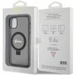 Guess GUHMN61HRSGSK Ring Stand Script Glitter MagSafe iPhone 11/Xr 6.1", hátlap, tok, fekete