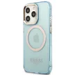 Guess Gold Outline Translucent MagSafe hátlap, tok iPhone 13 Pro/iPhone 13, kék