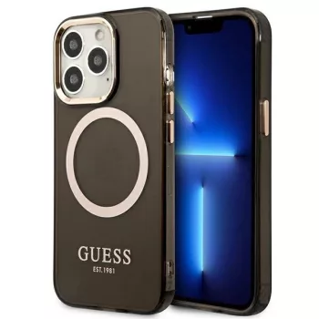   Guess Gold Outline Translucent MagSafe hátlap, tok iPhone 13 Pro/iPhone 13, fekete