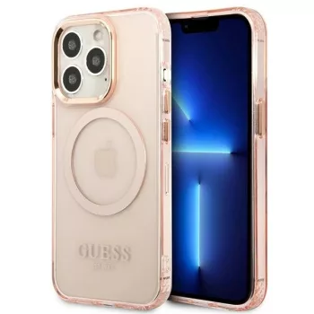   Guess GUHMP13LHTCMP iPhone 13 Pro/13 6.1" hátlap, tok Gold Outline Translucent MagSafe, rózsaszín