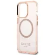 Guess GUHMP13LHTCMP iPhone 13 Pro/13 6.1" hátlap, tok Gold Outline Translucent MagSafe, rózsaszín