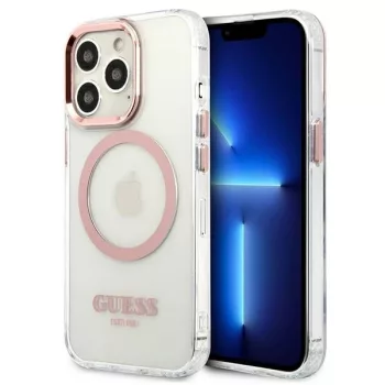   Guess GUHMP13LHTRMP Metal Outline MagSafe iPhone 13 Pro/13 6,1", tok, rózsaszín
