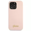 Guess GUHMP13LLSLMGLP iPhone 13 Pro/13 6.1" hátlap, tok Silicone Script Gold Logo Magsafe, rózsaszín
