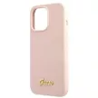 Guess GUHMP13LLSLMGLP iPhone 13 Pro/13 6.1" hátlap, tok Silicone Script Gold Logo Magsafe, rózsaszín