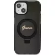 Guess GUHMP13MHRSGSK Ring Stand Script Glitter MagSafe iPhone 13 6.1" hátlap, tok, fekete