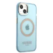 Guess Gold Outline Translucent MagSafe hátlap, tok iPhone 13, kék