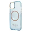 Guess Gold Outline Translucent MagSafe hátlap, tok iPhone 13, kék