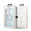 Guess Gold Outline Translucent MagSafe hátlap, tok iPhone 13, kék