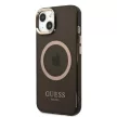 Guess Gold Outline Translucent MagSafe hátlap, tok iPhone 13, fekete