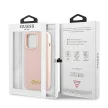 Guess GUHMP13XLSLMGLP Silicone Script Gold Logo Magsafe iPhone 13 Pro Max 6,7" tok, rózsaszín