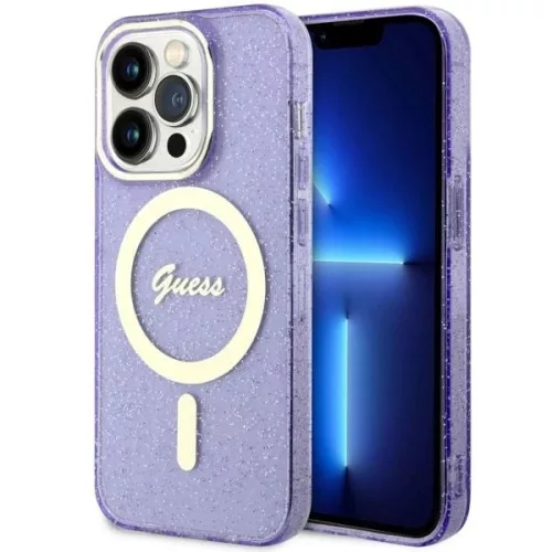 Guess GUHMP14LHCMCGU iPhone 14 Pro 6.1" hátlap, tok Glitter Gold MagSafe, lila