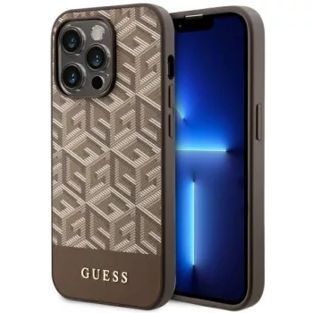   Guess GUHMP14LHGCFSEW iPhone 14 Pro 6.1" hátlap, tok GCube Stripes MagSafe, barna