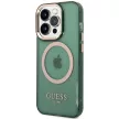 Guess GUHMP14LHTCMA iPhone 14 Pro 6.1" hátlap, tok Gold Outline Translucent MagSafe, zöld
