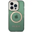 Guess GUHMP14LHTCMA iPhone 14 Pro 6.1" hátlap, tok Gold Outline Translucent MagSafe, zöld
