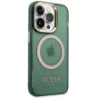 Guess GUHMP14LHTCMA iPhone 14 Pro 6.1" hátlap, tok Gold Outline Translucent MagSafe, zöld