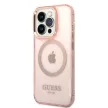 Guess GUHMP14LHTCMP iPhone 14 Pro 6.1" hátlap, tok Gold Outline Translucent MagSafe, rózsaszín