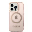 Guess GUHMP14LHTCMP iPhone 14 Pro 6.1" hátlap, tok Gold Outline Translucent MagSafe, rózsaszín