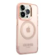 Guess GUHMP14LHTCMP iPhone 14 Pro 6.1" hátlap, tok Gold Outline Translucent MagSafe, rózsaszín