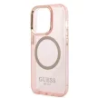 Guess GUHMP14LHTCMP iPhone 14 Pro 6.1" hátlap, tok Gold Outline Translucent MagSafe, rózsaszín