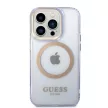 Guess GUHMP14LHTCMU iPhone 14 Pro 6.1" hátlap, tok Gold Outline Translucent MagSafe, lila