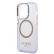 Guess GUHMP14LHTCMU iPhone 14 Pro 6.1" hátlap, tok Gold Outline Translucent MagSafe, lila
