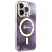 Guess GUHMP14LHTMRSU iPhone 14 Pro 6.1" hátlap, tok Golden Marble MagSafe, lila