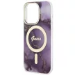 Guess GUHMP14LHTMRSU iPhone 14 Pro 6.1" hátlap, tok Golden Marble MagSafe, lila