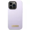 Guess GUHMP14LSBPLU iPhone 14 Pro 6.1" hátlap, tok Silicone Logo Plate MagSafe, lila