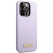 Guess GUHMP14LSBPLU iPhone 14 Pro 6.1" hátlap, tok Silicone Logo Plate MagSafe, lila