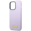 Guess GUHMP14LSBPLU iPhone 14 Pro 6.1" hátlap, tok Silicone Logo Plate MagSafe, lila