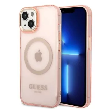   Guess GUHMP14MHTCMP iPhone 14 Plus 6.7" hátlap, tok Gold Outline Translucent MagSafe, rózsaszín