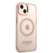 Guess GUHMP14MHTCMP iPhone 14 Plus 6.7" hátlap, tok Gold Outline Translucent MagSafe, rózsaszín