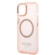 Guess GUHMP14MHTCMP iPhone 14 Plus 6.7" hátlap, tok Gold Outline Translucent MagSafe, rózsaszín
