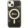 Guess GUHMP14MHTMRSK iPhone 14 Plus/15 Plus 6.7" hátlap, tok Golden Marble MagSafe, fekete