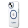 Guess Metal Outline MagSafe hátlap, tok iPhone 14 Plus, kék