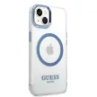 Guess Metal Outline MagSafe hátlap, tok iPhone 14 Plus, kék