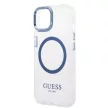 Guess Metal Outline MagSafe hátlap, tok iPhone 14 Plus, kék